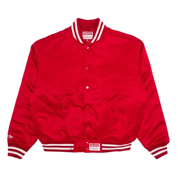 Supreme x Mitchell & Ness Satin Varsity Jacket Red