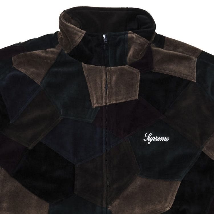 Supreme Patchwork Velour Track Jacket Dark Navy