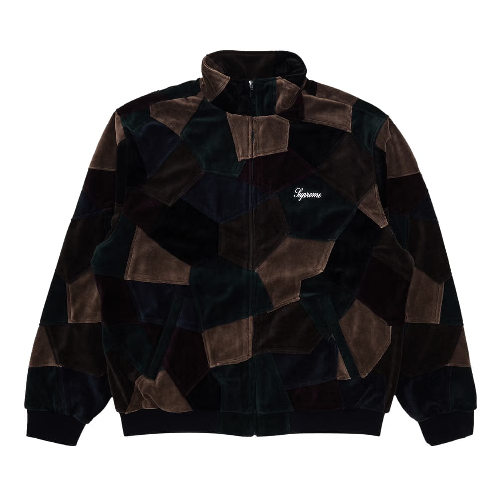 Supreme Patchwork Velour Track Jacket Dark Navy