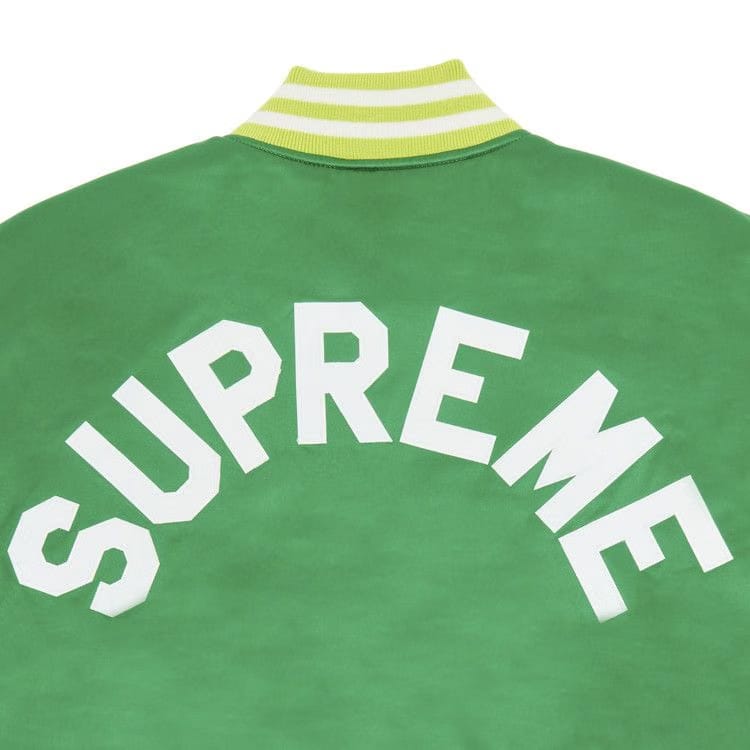 Supreme x Mitchell & Ness Satin Varsity Jacket Green