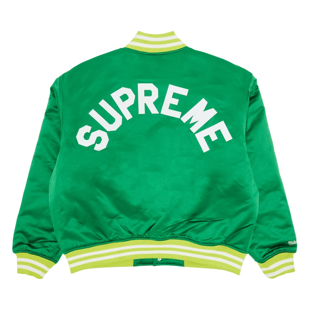 Supreme x Mitchell & Ness Satin Varsity Jacket Green