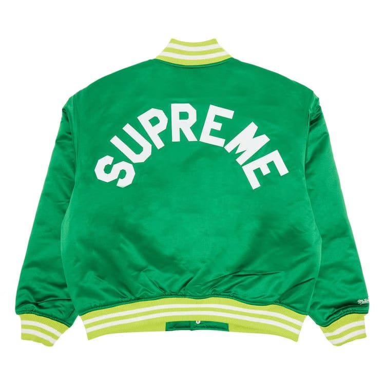 Supreme x Mitchell & Ness Satin Varsity Jacket Green