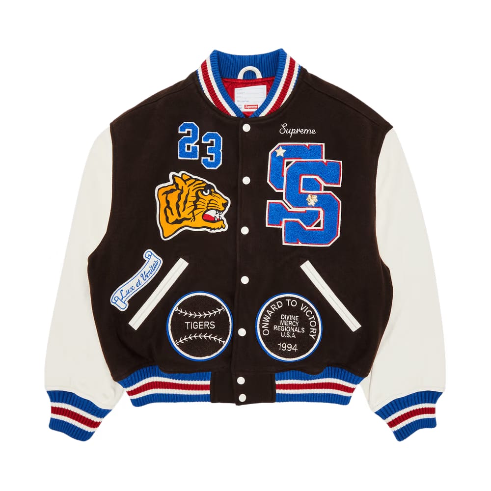 Supreme Tiger Varsity Jacket Brown