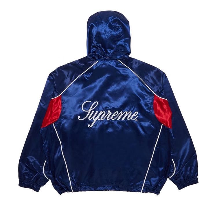 Supreme Satin Hooded Track Jacket Navy