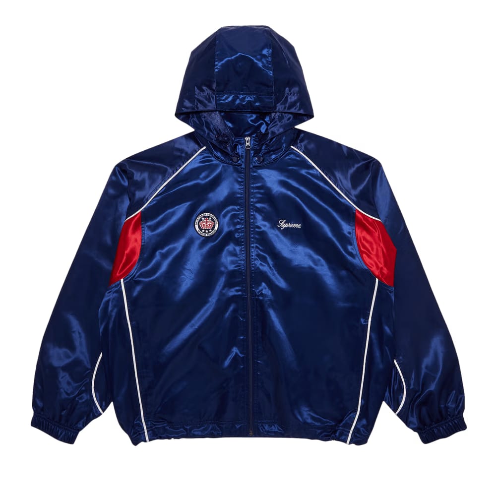 Supreme Satin Hooded Track Jacket Navy