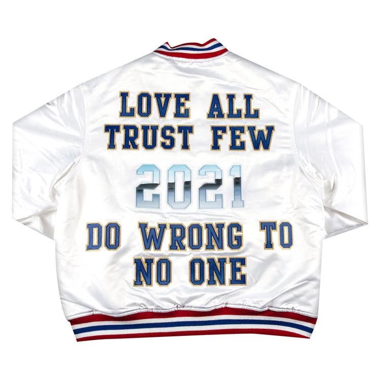 Supreme x Mitchell And Ness Satin Varsity Jacket White