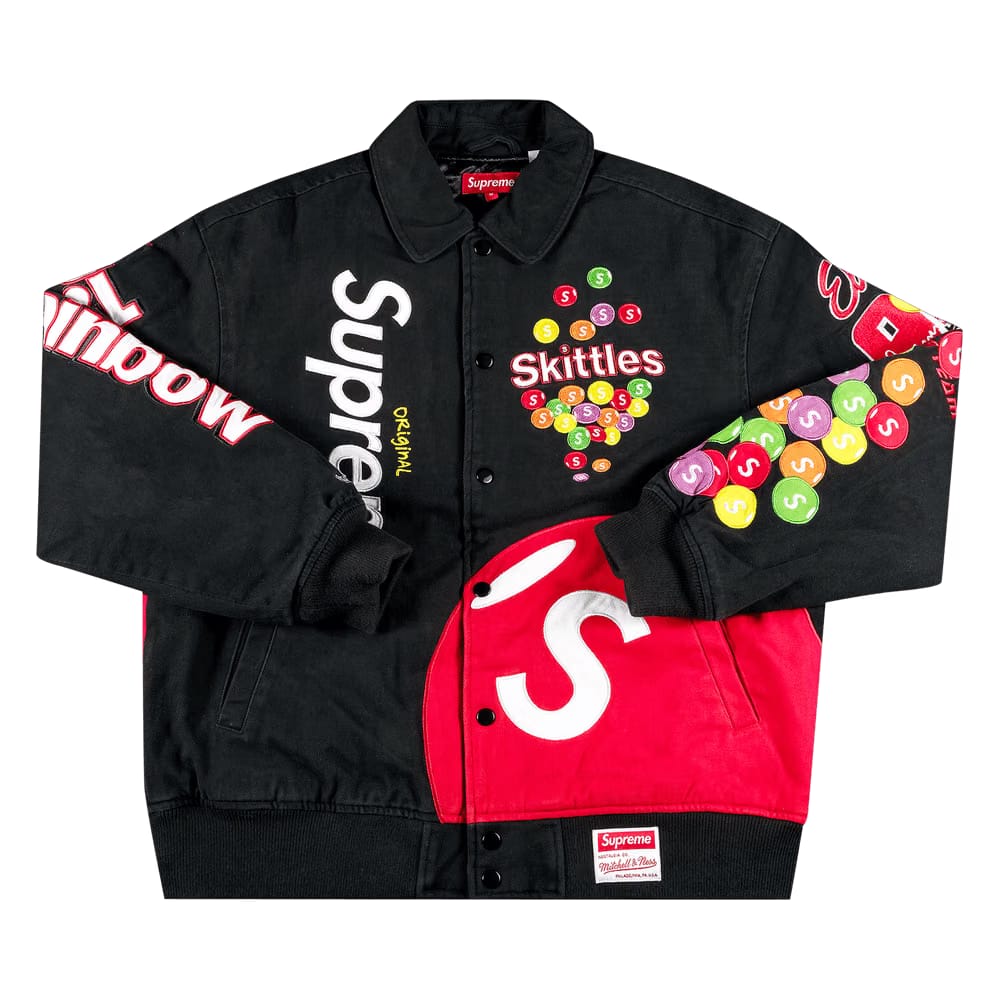 Supreme x Skittles x Mitchell & Ness Varsity Jacket Black