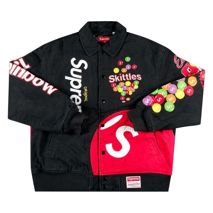 Supreme x Skittles x Mitchell & Ness Varsity Jacket Black