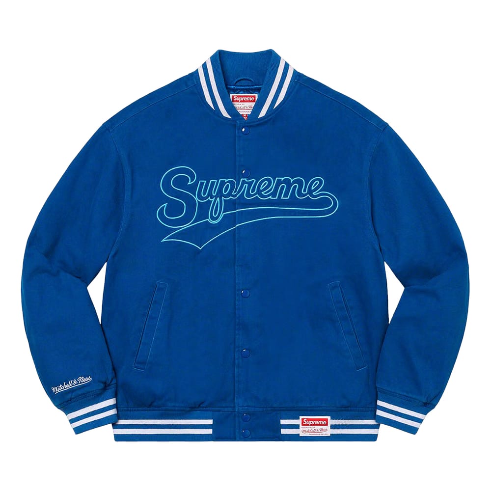 Supreme x Mitchell & Ness Doughboy Twill Varsity Jacket Blue