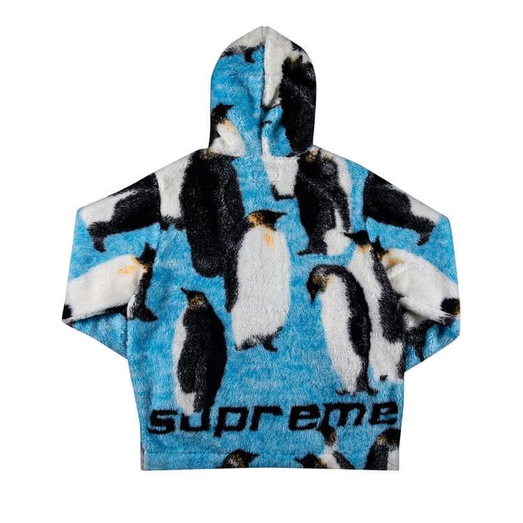 Supreme Penguins Hooded Fleece Jacket Blue