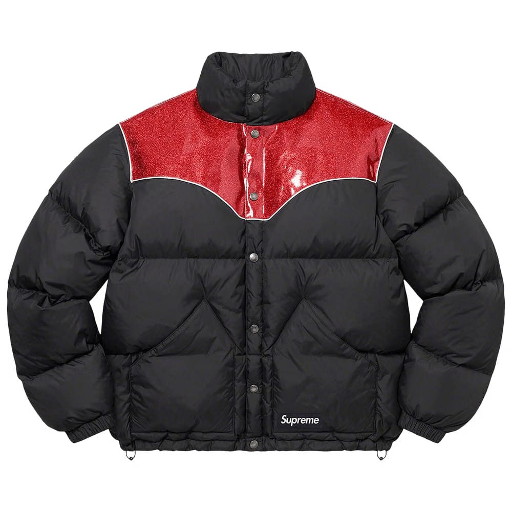 Supreme Glitter Yoke Down Puffer Jacket Black