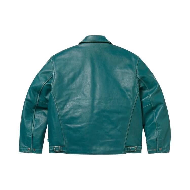 Supreme x Schott Leather Racer Jacket Teal