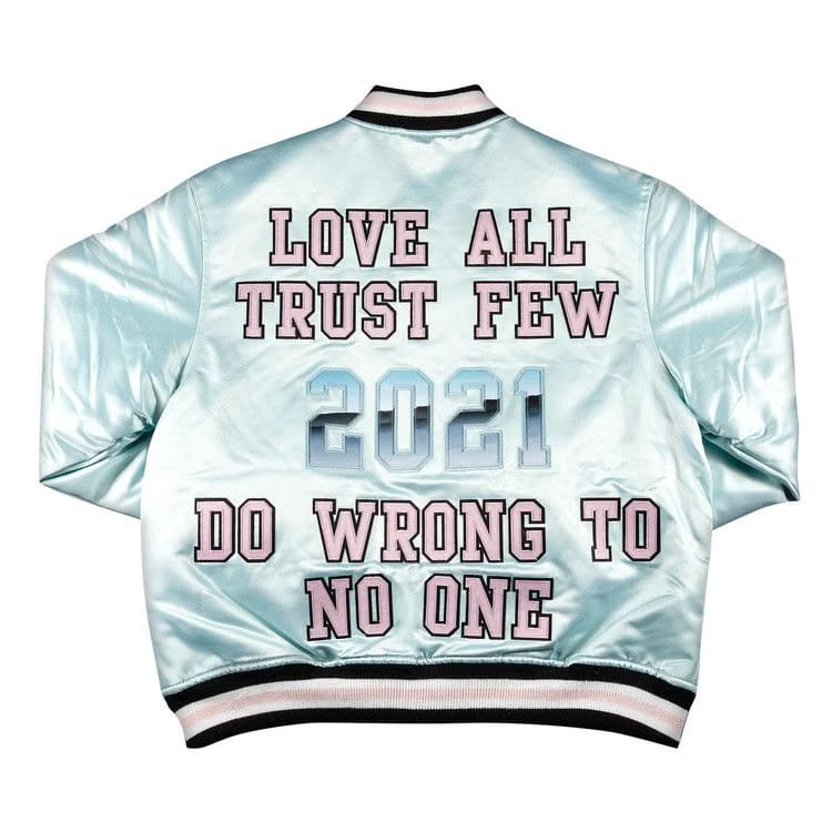 Supreme x Mitchell And Ness Satin Varsity Jacket Light Blue