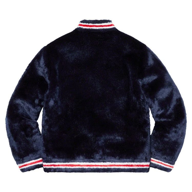 Supreme Faux Fur Varsity Jacket Navy