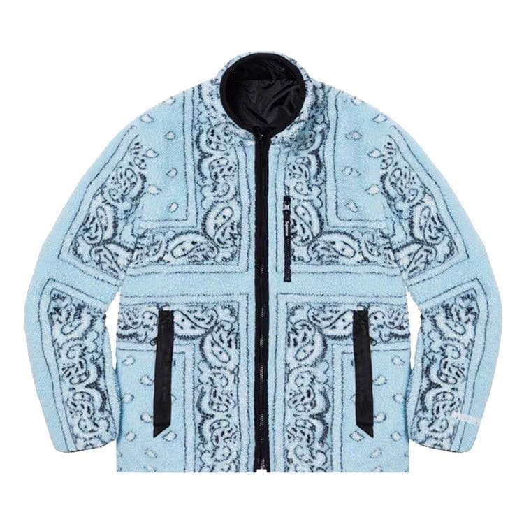 Supreme Reversible Bandana Fleece Jacket Light Blue