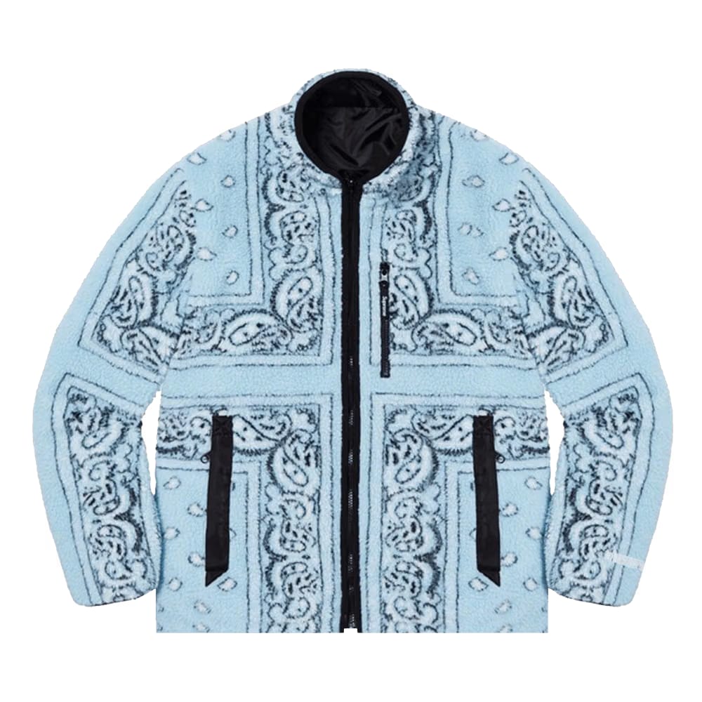 Supreme Reversible Bandana Fleece Jacket Light Blue