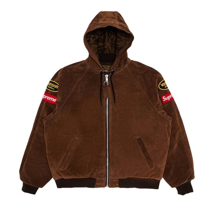 Supreme x Vanson Leather Hooded Work Jacket Suede