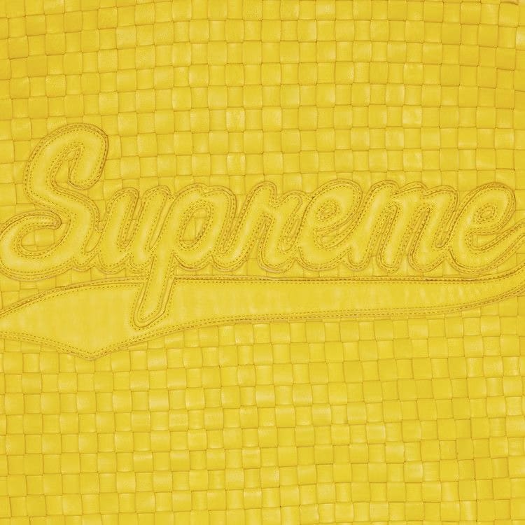 Supreme Woven Leather Varsity Jacket Yellow
