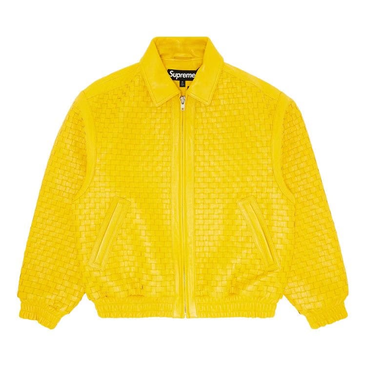 Supreme Woven Leather Varsity Jacket Yellow