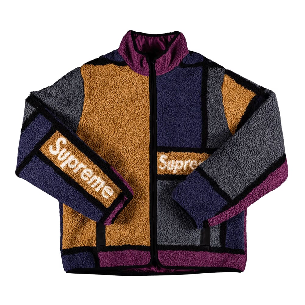 Supreme Reversible Colorblocked Fleece Jacket Purple