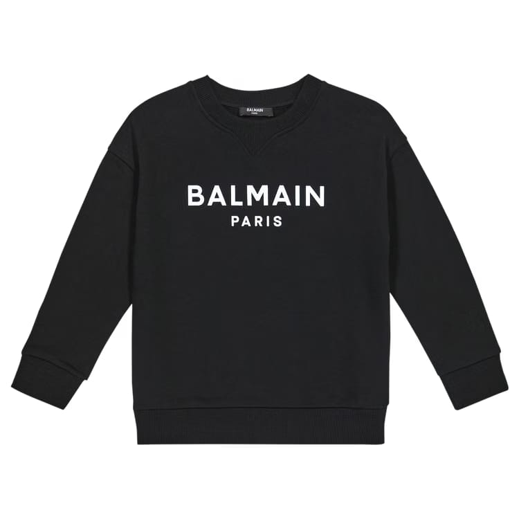 Balmain Eco Designed Sweatshirt With Paris Logo Print Black/White