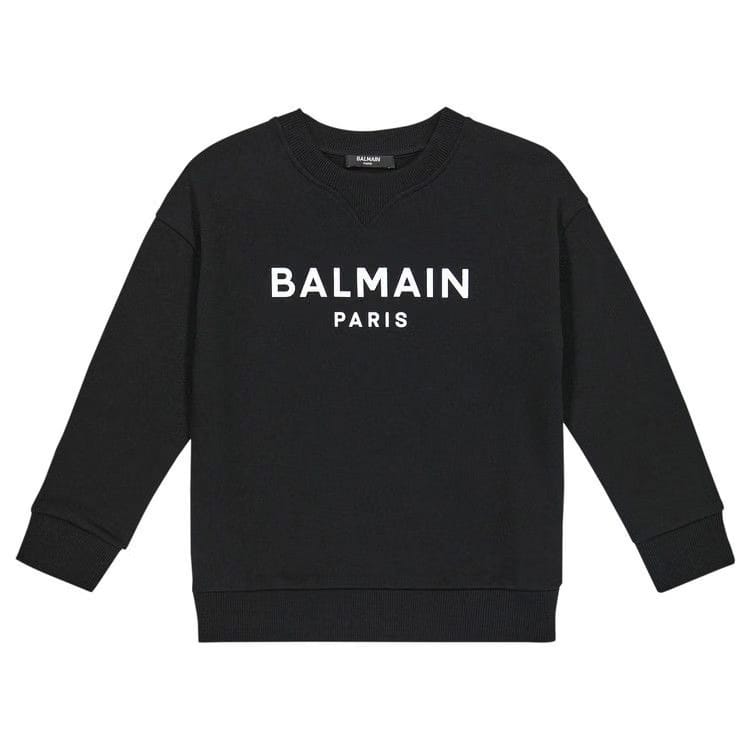 Balmain Eco Designed Sweatshirt With Paris Logo Print Black/White