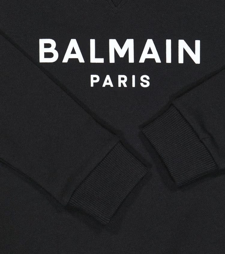 Balmain Eco Designed Sweatshirt With Paris Logo Print Black/White