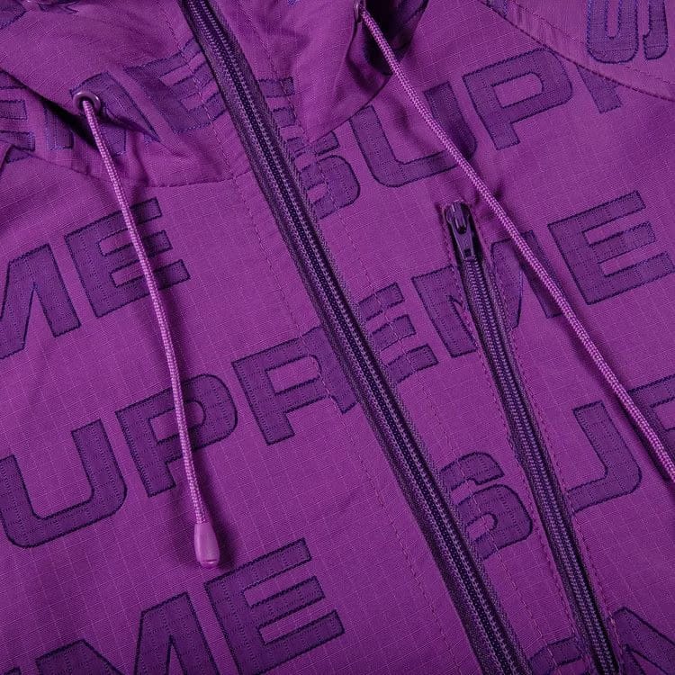 Supreme Logo Ripstop Hooded Track Jacket Purple