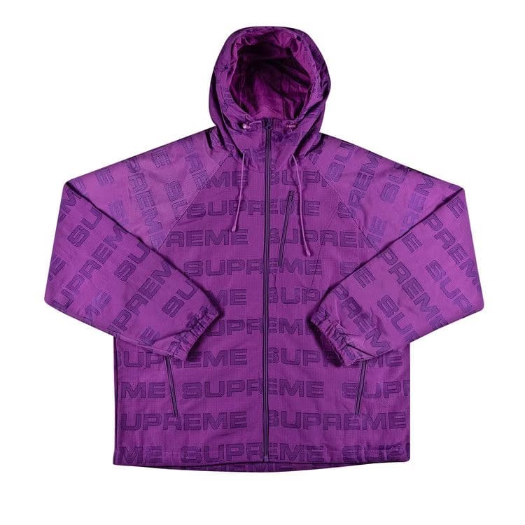 Supreme Logo Ripstop Hooded Track Jacket Purple