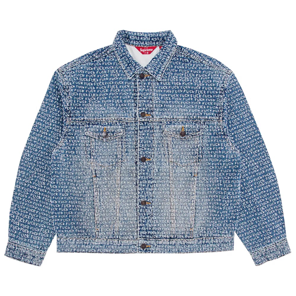 Supreme Fuck Stitch Denim Trucker Jacket Blue