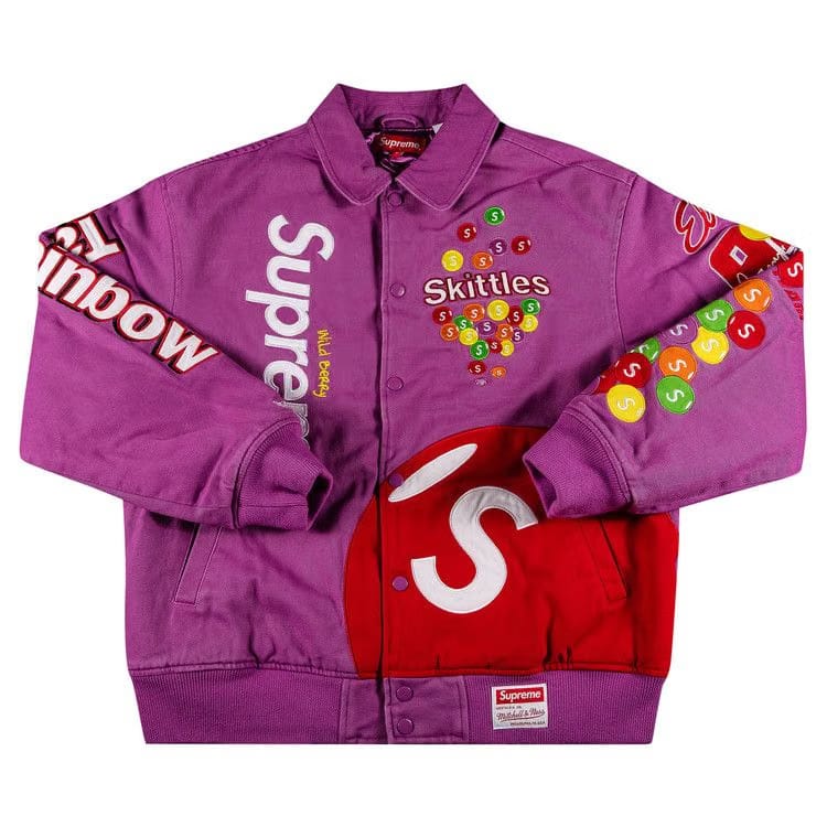 Supreme x Skittles x Mitchell & Ness Varsity Jacket Purple