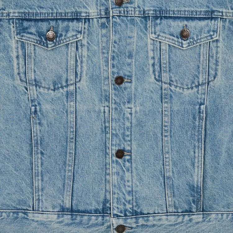 Supreme Inset Logo Denim Trucker Jacket Washed Blue