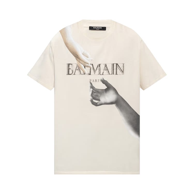 Balmain Statue Printed T-Shirt Blanc/Marron