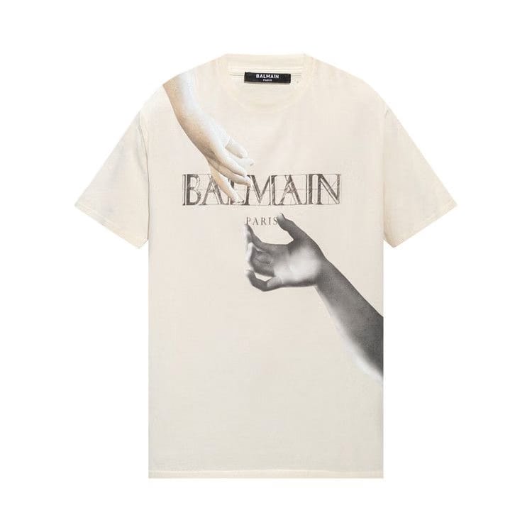 Balmain Statue Printed T-Shirt Blanc/Marron