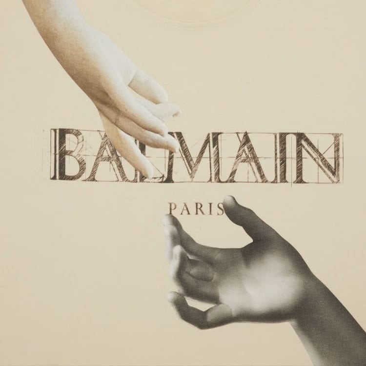 Balmain Statue Printed T-Shirt Blanc/Marron
