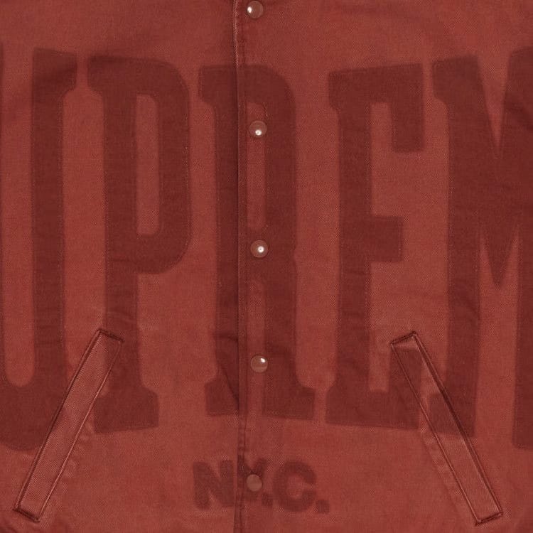 Supreme Washed Knockout Denim Varsity Jacket Rust