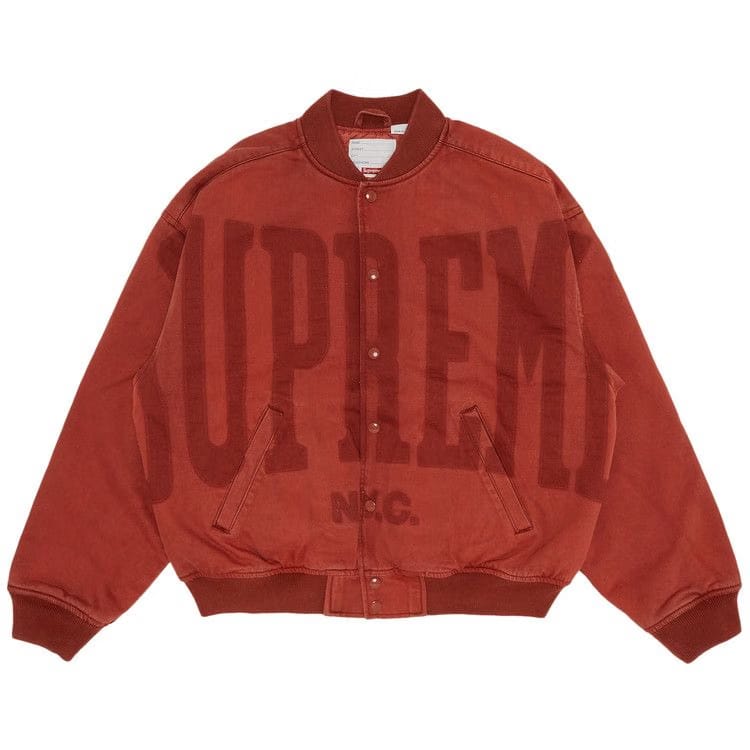 Supreme Washed Knockout Denim Varsity Jacket Rust