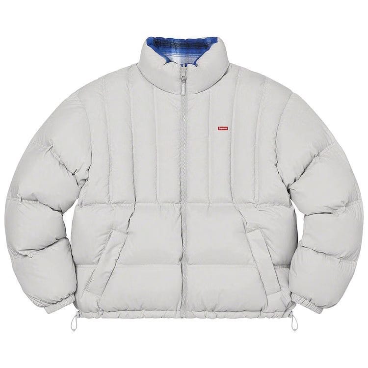 Supreme Flannel Reversible Puffer Jacket Grey