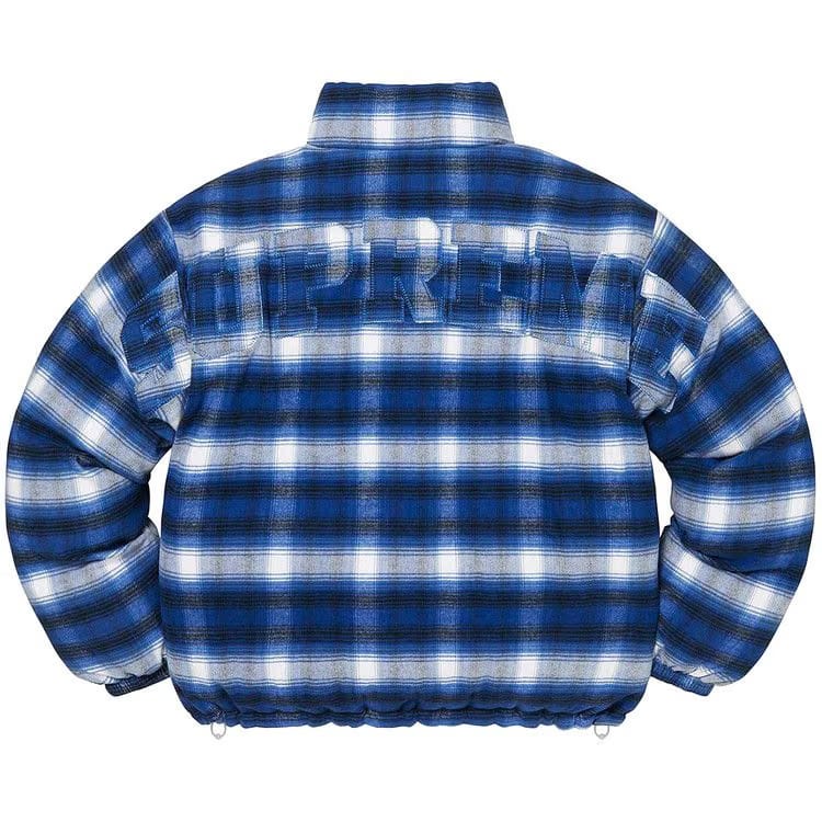 Supreme Flannel Reversible Puffer Jacket Grey