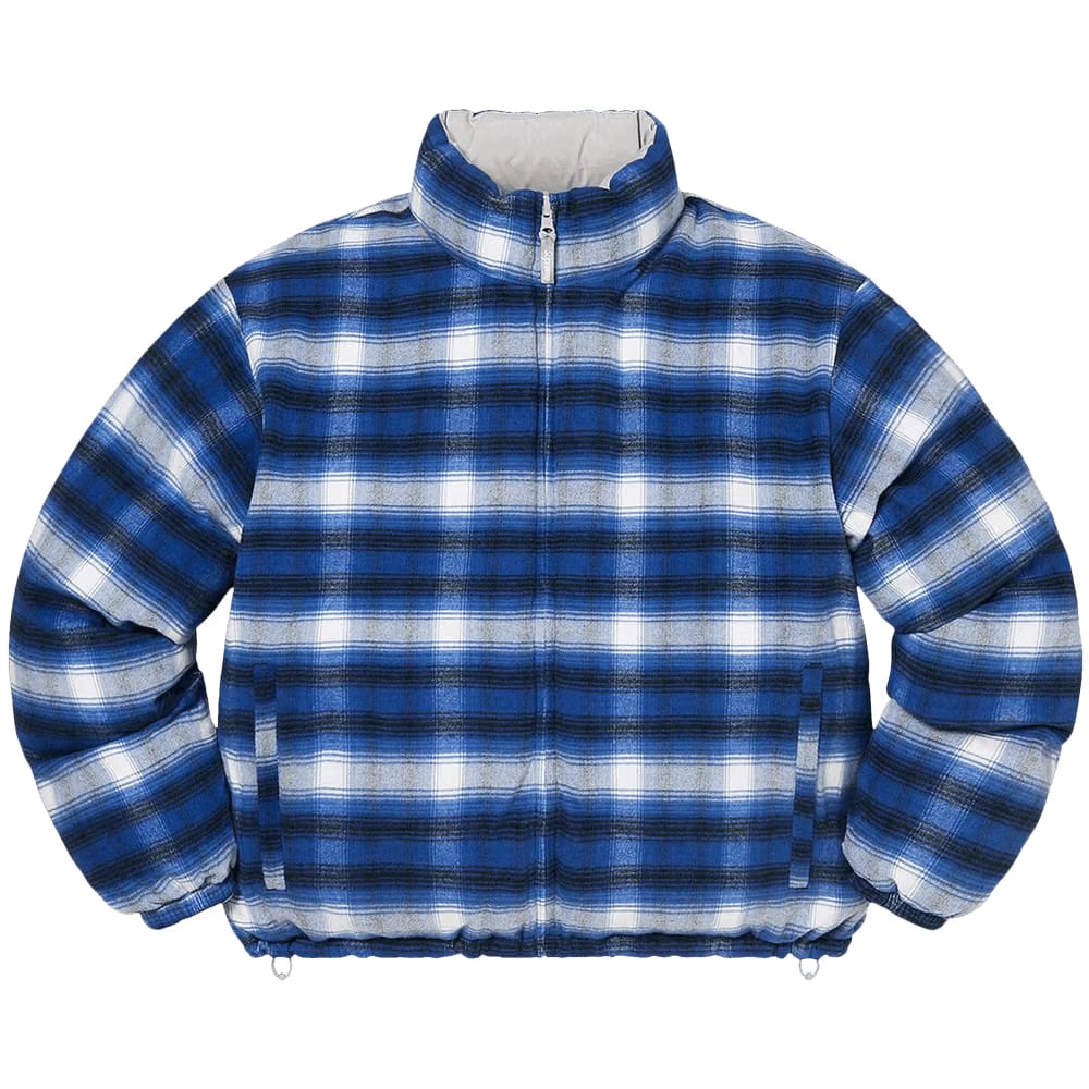 Supreme Flannel Reversible Puffer Jacket Grey