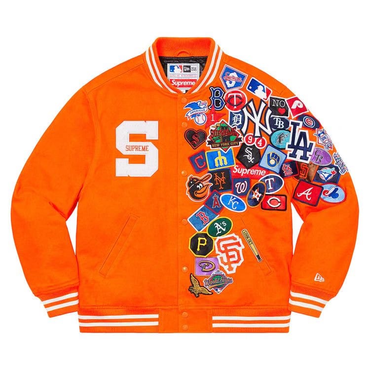 Supreme x New Era x MLB Varsity Jacket Orange