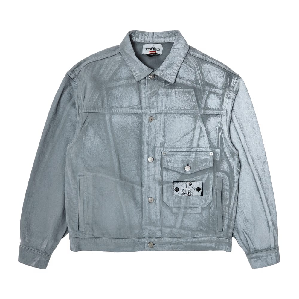 Supreme x Stone Island Denim Trucker Jacket Reflective