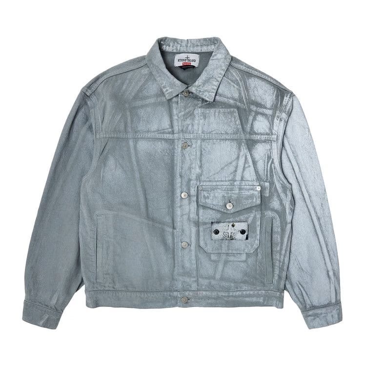 Supreme x Stone Island Denim Trucker Jacket Reflective