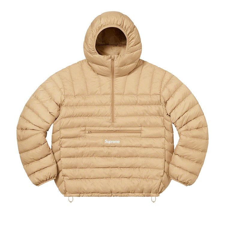 Supreme Micro Down Half Zip Hooded Pullover Tan