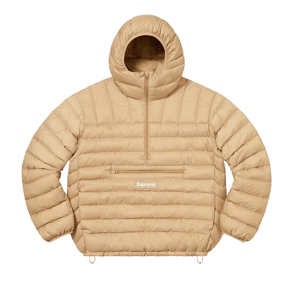 Supreme Micro Down Half Zip Hooded Pullover Tan