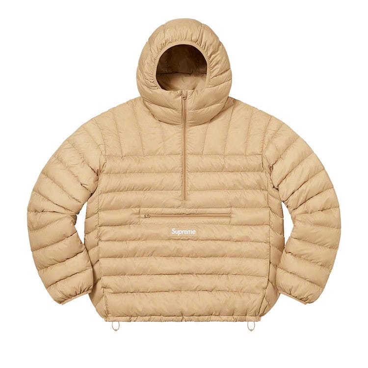Supreme Micro Down Half Zip Hooded Pullover Tan