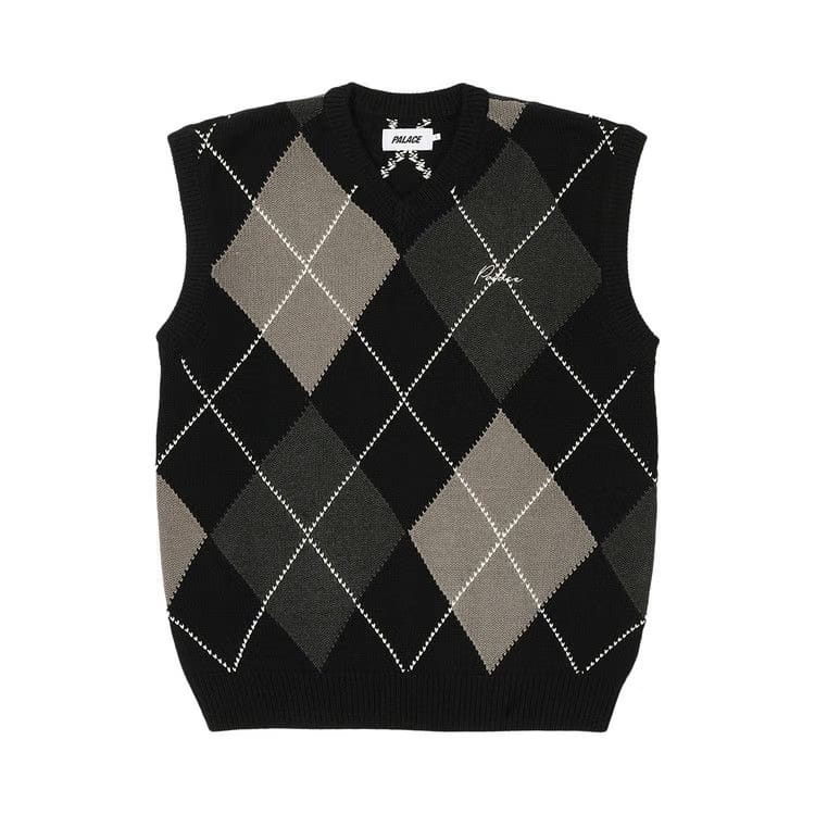 Palace Argyle Knit Vest Black/Grey