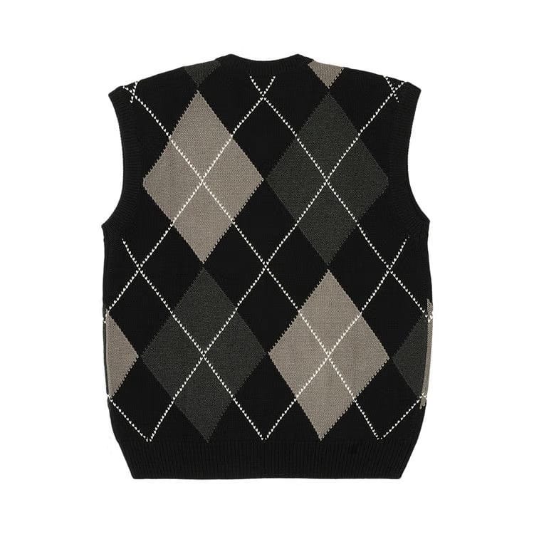 Palace Argyle Knit Vest Black/Grey
