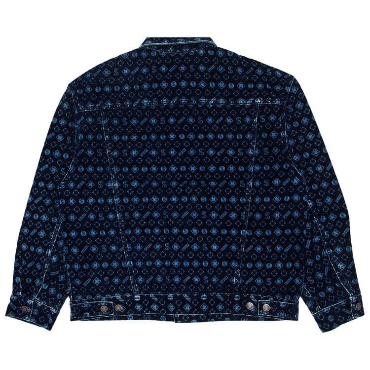 Supreme Flocked Denim Trucker Jacket Blue