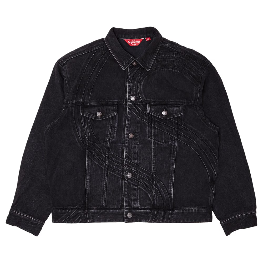 Supreme S Logo Denim Trucker Jacket Washed Black